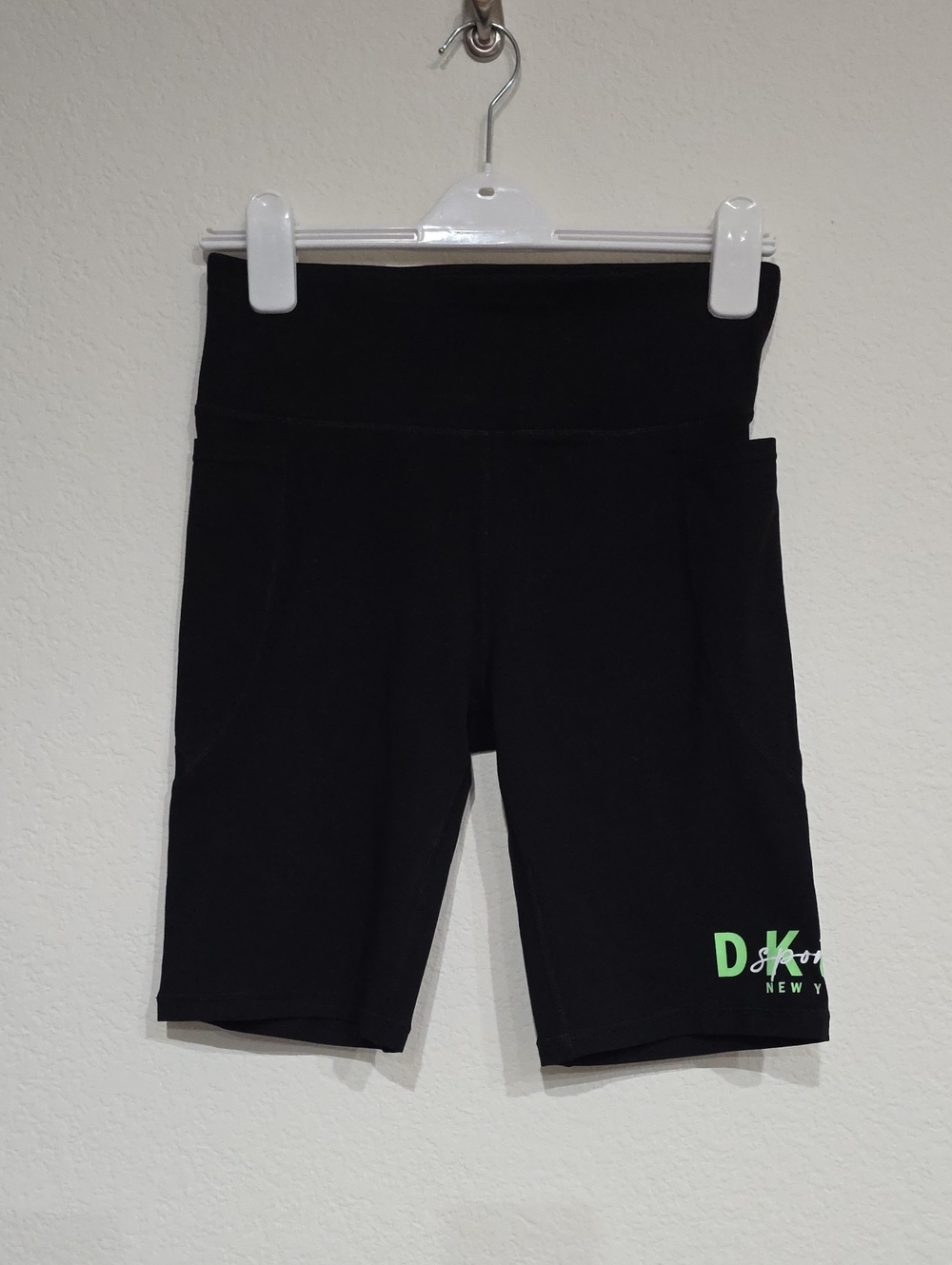 DKNY | Women's Black Neon Green Logo Bike Shorts Sz M